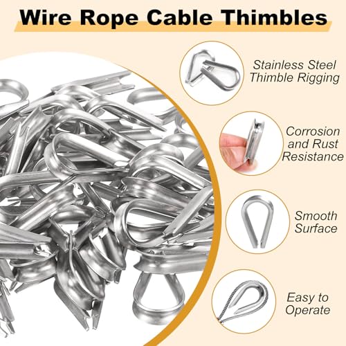 20Pcs 1/8'' M3 Wire Rope Clamps 20Pcs M3 Wire Rope Thimble - size: M3 - 1/8”