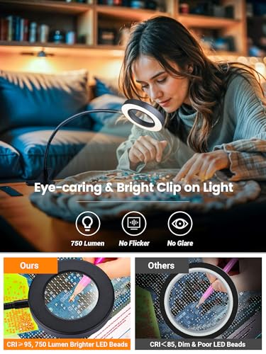 10X Magnifying Glass with Light,5 Colors+10 Brightness Magnifier with Light