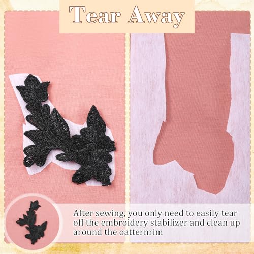 2 Pcs Tear Away Machine Embroidery Stabilizer 12" x 50 Yd Rolls - Medium Weight 1.8 Oz Embroidery Backing for Clothes - Cut into Variable Sizes for Machine & Hand Sewing