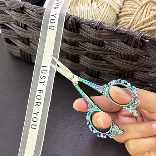 Small Sharp Embroidery Scissors, Precision Detail Sewing Shears - color: Rainbow