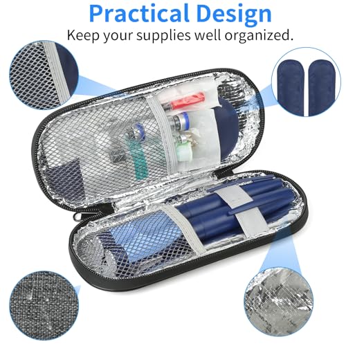 Insulin Pen Cooler Travel Case with 2 Reusable TSA Approved Ice Packs, Diabetic Medication Insulated Cooler Bag for Insulin Pens and Other Diabetic Supplies Storage Grey - color: Grey