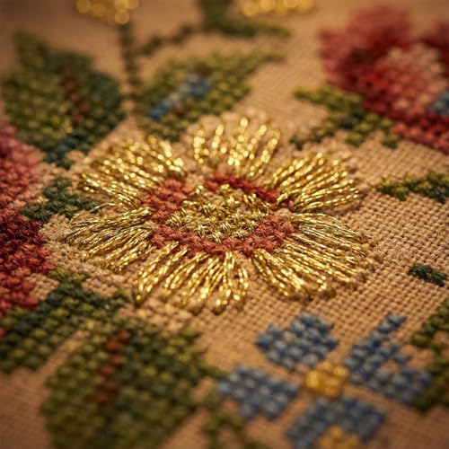 6 Skeins Embroidery Threads Metallic Light Gold Embroidery Floss Friendship Bracelet Cross Stitch Thread for Sewing Polyester Cross Stitch Threads for Hand String Art （8 m 12 Strands）