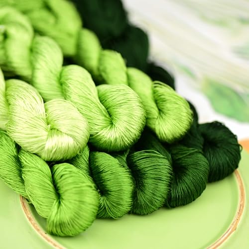 Natural Silk Thread – 7 Colors, 110m Each, Handmade Silk Embroidery Floss for Hand Embroidery, Cross-Stitch, Needlework Projects(04) - color: 04