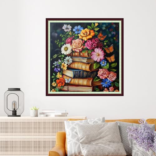 Dooxvey Cross Stitch Kits for Adults Beginners,Full Range of Cross-Stitch Stamped Kits Needlepoint Kits for Beginners Embroidery Kits 11CT Cross Stitch Patterns-Book Colorful Flowers 18x18 inch - color: Magicolor22