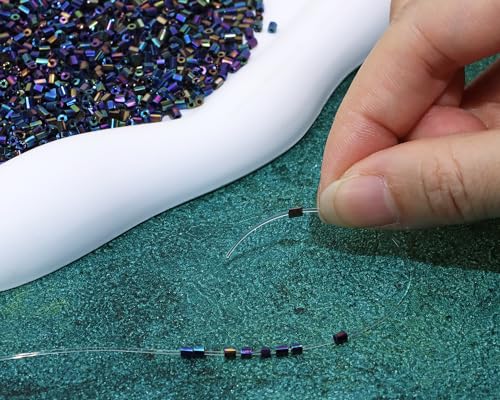 Glass Bugle Tube Beads 1400Pcs/30g Mini Seed Beads 2 * 3mm Small Craft Loose Spacer Beads for DIY Bracelets Necklace Earring Jewelry Making (AB Black) - color: AB Black