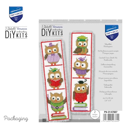 Vervaco Cross Stitch Bookmark Kit Owls (Set of 2) 2.4" x 8" - size: onesize