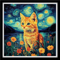 Fanxvivy Counted Cross Stitch Kits for Adults 11CT Unprinted Cross-Stitch Patterns Embroidery Kits Easy Cross Stitching Needlepoint Kits&Moon Night Star River Cat 18x18 inch - color: DIY-craft14