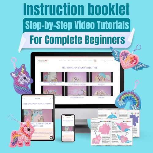 Unicorn Cross Stitch Kit for Kids Ages 6-12 - 4 Felt Beginner Projects - style: Unicorn (4 Projects)