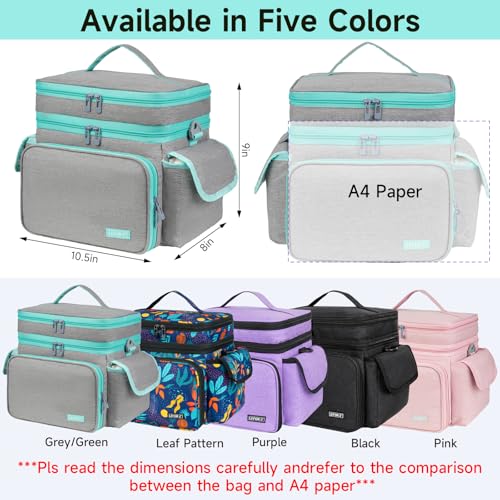 LEFOR·Z Small Sewing Supplies Organizer Bag(10.5 x 8 x 9inch),Sewing Box - color: Grey/Green
