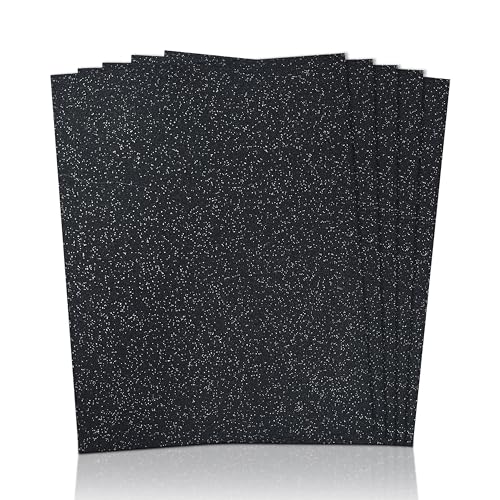 FabricLA | Glitter Felt Sheets | 1.6mm Thick | Vibrant Colors, Mess-Free, Durable Design, Easy to Cut & No-Shed for DIY Crafts, Costumes & Home Décor - 9x12 Inches - 5 Pieces Black Glitter Felt - color: Black ( 5 Pieces )