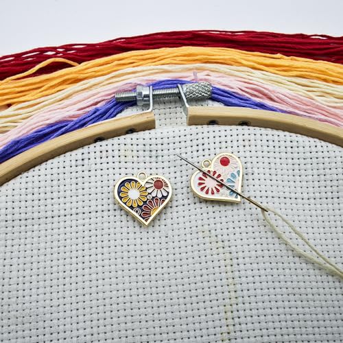2 Pieces Love Flower Needle Minder Magnetic Needle Keeper for Cross Stitch Embroidery Sewing Needle and Pin Holders - color: black，white