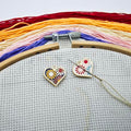 2 Pieces Love Flower Needle Minder Magnetic Needle Keeper for Cross Stitch Embroidery Sewing Needle and Pin Holders - color: black，white