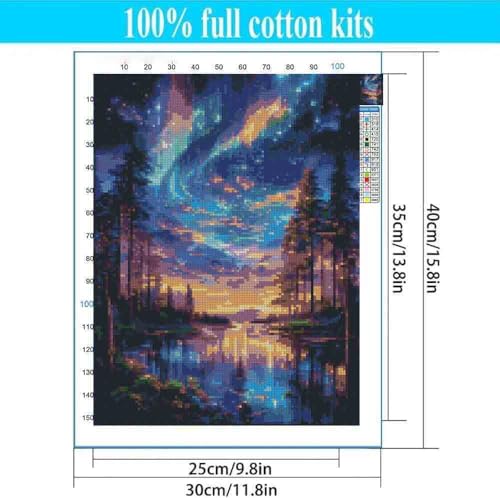 Tiwabb Aurora Starry Night Stamped Cross Stitch Kits for Adults Beginners - color: Cross Stitch 0630-05