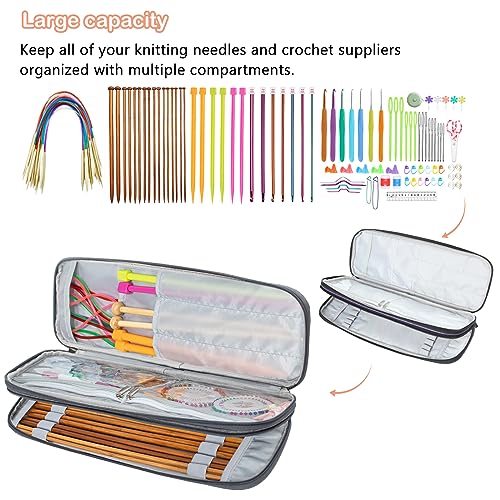 MYBAGZING Knitting Needle Case 14" Organizer for Straight &Circular Needles - color: Purple, size: Fits up to 14 inches