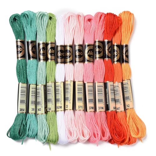 12 Skeins Cross Stitch Threads 0.5mm Embroidery Floss 6 Ply Polyester Friendship Bracelets Floss Crafts Floss 12 Color 8.75 Yards(8m)/Skein - color: 12 Color a