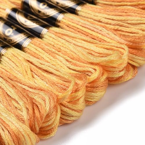 10 Skeins Goldenrod 0.5mm 6-Ply Polyester Embroidery Floss Cross Stitch Threads Segment Dyed Gradient for DIY Craft Hand Sewing Knitting DIY Crafts Jewelry Making 8.75 Yards(8m)/Skein - color: Goldenrod