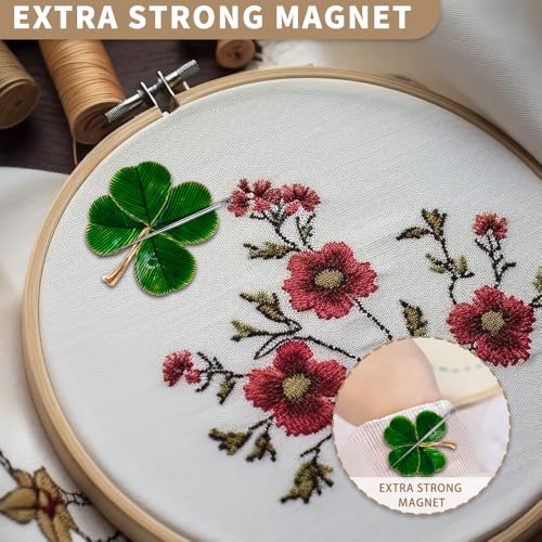 Needle Minder Magnet, Magnetic Needle Minder, Needle Minders Magnetic Cross Stitch Accessories, Magnetic Needle Holder, Life Tree, Butterfly, Cats, Owl, Heart (FourLeaf) - size: FourLeaf