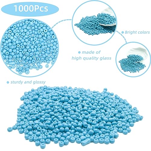 4mm Seed Bracelet Beads for Jewelry Making, 1000 Pcs Pony Beads Bulk for DIY Bracelet Earring Necklace Craft Supplies (Sky Blue) - color: Sky Blue