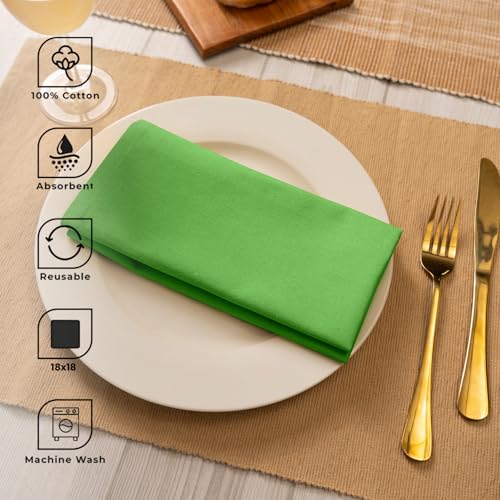 Blue Needles Solid Cloth Napkins 100% Cotton Set of 12-18 x 18 Inches - color: Apple Green, size: 18" x 18" (Set of 12)