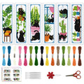 ACRNIGHEET 6PCS Cross Stitch Bookmark Kits Cute Cat and Plants Pattern Stamped Cross Stitch Kits for Beginners Adults DIY Stamped Embroidery Bookmarks with Instructions Hand Embroidery Craft Gift 11CT - style: Black cat and plant patterns