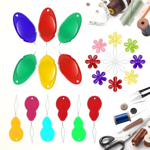 CousDUoBe 32Pcs Needle Threaders for Hand Sewing,3 Type Simple Needle Threaders，Plastic Wire Loop DIY Needle Threader Hand Machine Sewing Tool for Sewing Crafting with Clear Box - size: Basic version