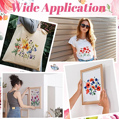Fainne 12 Sheets Watercolor Flower Iron on Transfers for Clothing, Spring Dtf Ready to Press Heat Transfers Vinyl, Iron on Sticker Heat Transfer Patches, Decals for T-Shirts Jackets DIY Art Decor - style: Flower
