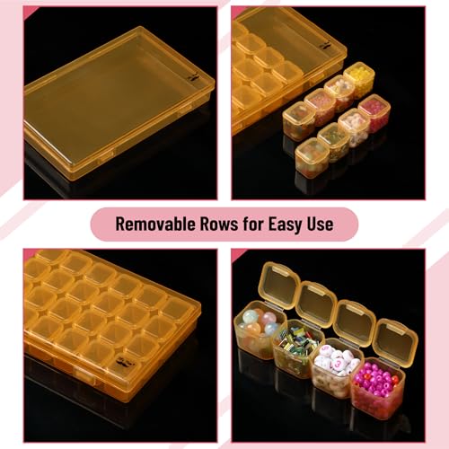 Mr. Pen- Bead Storage Containers, 28 Grids, 2 Pack, Transparent Orange - color: Transparent Orange, size: 2 Pack-56 Pcs(6.8"x4.4"x1")