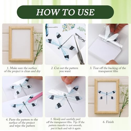 Wxiben 8 Pcs Wildflower Butterfly Rub on Transfers for Crafts and Furniture - style: Wildflower