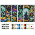 BEUNITONE 6 Pcs Cross Stitch Bookmark Kit for Beginner Magic Stamped Cross Stitch Kit for Adults Printed Embroidery Bookmarks Kits with Instruction for DIY Crafts Book Lovers 8.5''x3'' - style: Magic Element
