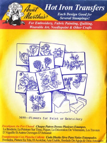 Aunt Martha's Flowers for Paint or Embroidery Hot Iron Embroidery Transfer