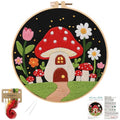 Louise Maelys Embroidery Kit for Beginners, Mushroom House Pattern - color: Mushroom House