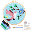 JSRQT Punch Needle Kit for Beginners, Handmade Punch Needle Embroidery Starter Kit for Adult Kids with Bird Pattern, DIY Craft Cross Stitch Rug Beginners Kit with Tool for Home Decor