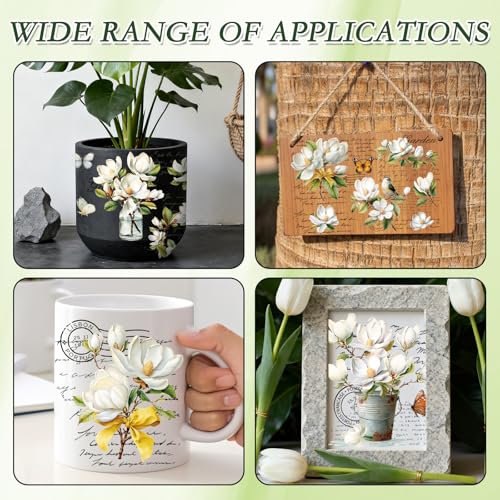 Wxiben 6 Pcs White Magnolia Rub on Transfers for Crafts and Furniture - style: White Magnolia