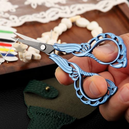 YOUGUOM Sharp Crochet Scissors, Small Sewing Embroidery Shears - color: Blue