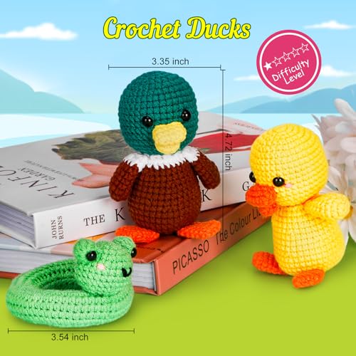 ekaus Crochet Kit for Beginners, Crochet Kit with Step-by-Step Video Tutorials, Crochet DIY Knitting Supplies for Adults, Crochet Ducks(45%+ Yarn) - color: Crochet Ducks