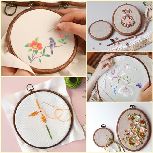 4 Pack Oval Embroidery Hoop Wood Embroidery Hoops Embroidery Frame - style: Circle & Oval