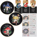 USEAMIE 3 Pack Embroidery Kit with Botanical and Floral Classic Prints, Embroidery Fabric, Needle and Thread, Adult Starter Needlepoint Embroidery Kits - color: Black pattern
