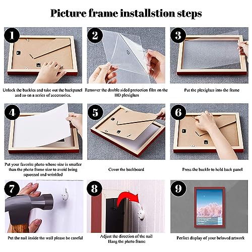 10x14 inch Wood Picture Frames for Wall Hanging,Diamond Painting Frames Rectangle Baby Scan Picture Frame for Family Walls Decoration,Anniversary,Wedding,Christmas,Halloween,Shower,Certificate (Red) - color: Red, size: 10x14 inch