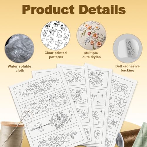 16Pcs Floral Bookmark Corner Water Soluble Hand Sewing Stabilizer - style: Flower Vine A