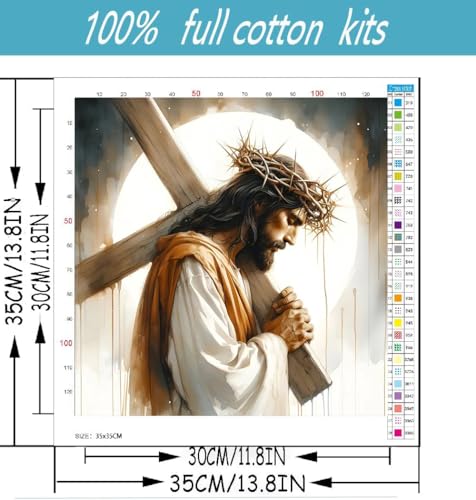 Jesus Stamped Cross Stitch Kits for Beginners Adults, Dimensions Needlepoint Art Crafts,Counted Cross Stitch Kits Embroidery Kits for Beginners Adults for Home Decor 13.8X13.8inch - color: Cross Stitch-1011-1