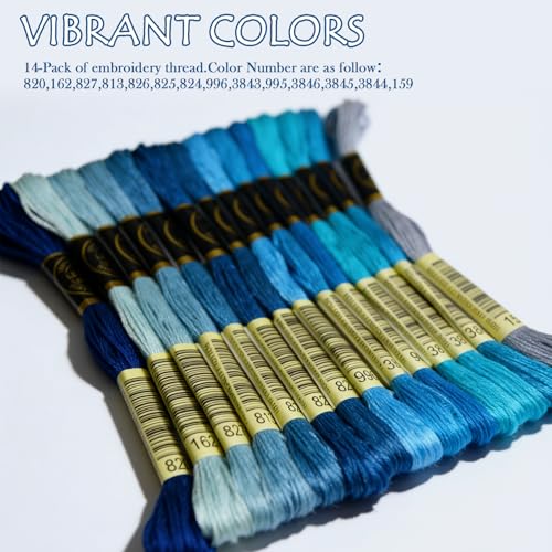 Embroidery Floss - Cross Stitch Threads - Friendship Bracelets Floss - Crafts Floss - 14 Skeins Per Pack Embroidery Floss, Electric Blue Gradient - color: Navy Blue Gradient