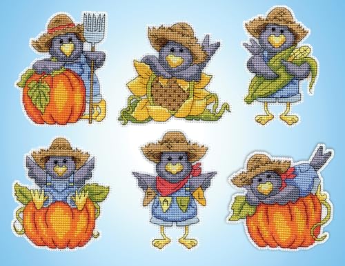 Design Works Crafts Harvest Crows Counted Cross Stitch Ornament Kit - Set/6