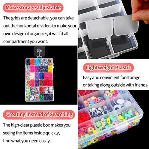 IOOLEEM Bead Organizer Box, 36 Grids 2 Pack Adjustable Dividers Storage Box - color: Clear, size: 36 Grids Adjustable (2 pack)
