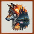Redxing Counted Cross Stitch Kit for Beginners,Unprinted Needlepoint Kits for Beginners Cross Stitching Embroidery Kit 11CT Stitches kit-Abstract Wolf 18x18 inch - color: Setpattern13