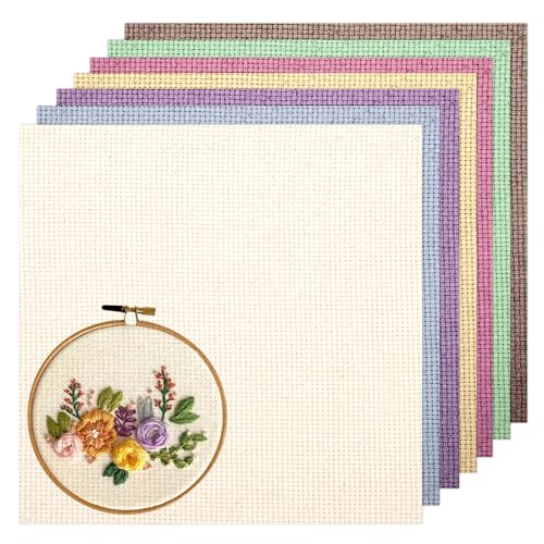 7 PCS Pre-Cut Punch Needle Fabric Tufting Cloth (7.8 x 7.8 Inch) - size: 7.8 x 7.8 Inch