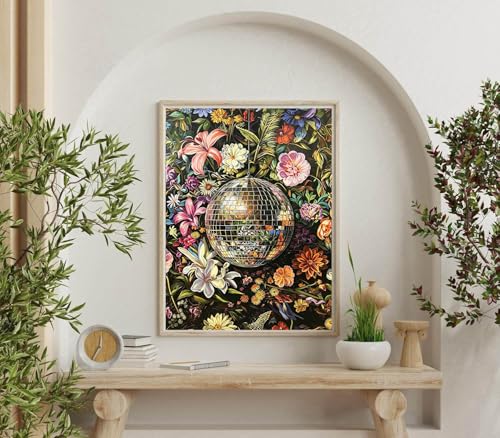 Dugsmgd Flowers Diamond Art Kits for Adults, Diamond Painting 12x16inch - color: Disco Flowers
