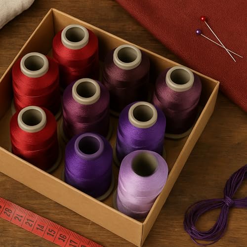 Mixed Colored Embroidery Threads 8 Pack | 8070 | 9280 | 8126 | 1241 | 9083 | 9971 | 9081 | 392 | 15g Polyester Embroidery Machine Thread (8, Purple) - color: Purple