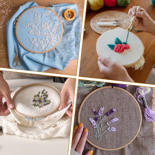 Ptwola 2 Pack 7.87 Inch Wood Embroidery Hoop 20CM Cross Stitch Hoops Ring
