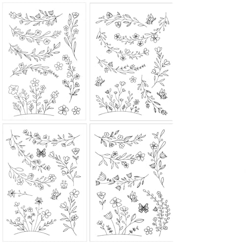 29pcs Floral Water Soluble Embroidery Patterns, Iron on Embroidery Patterns (11.7x8.3")