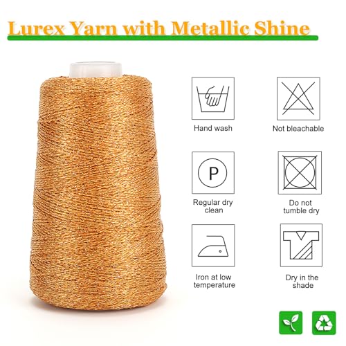 Metallic Crochet Thread, 80g Lurex Yarn for Charms(Orange) - color: Orange